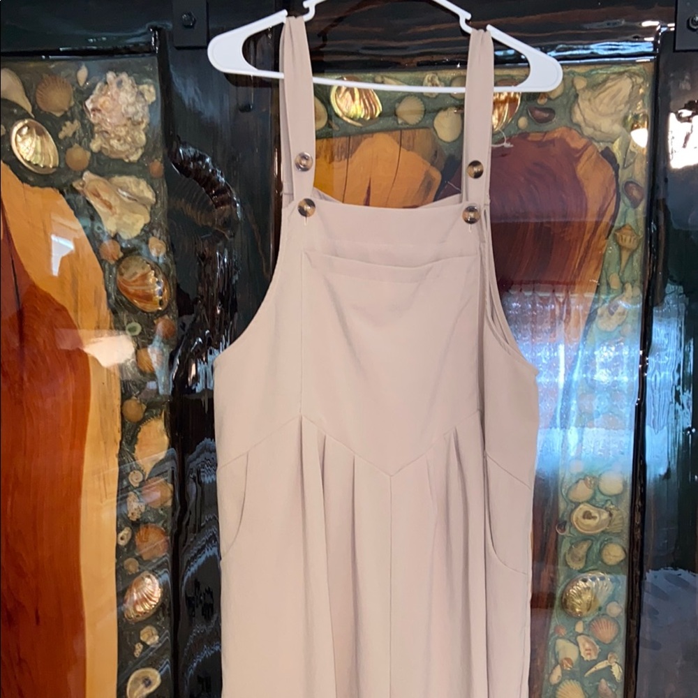 Women's Cream Sleeveless Jumpsuit Romper xxl wide leg with pockets